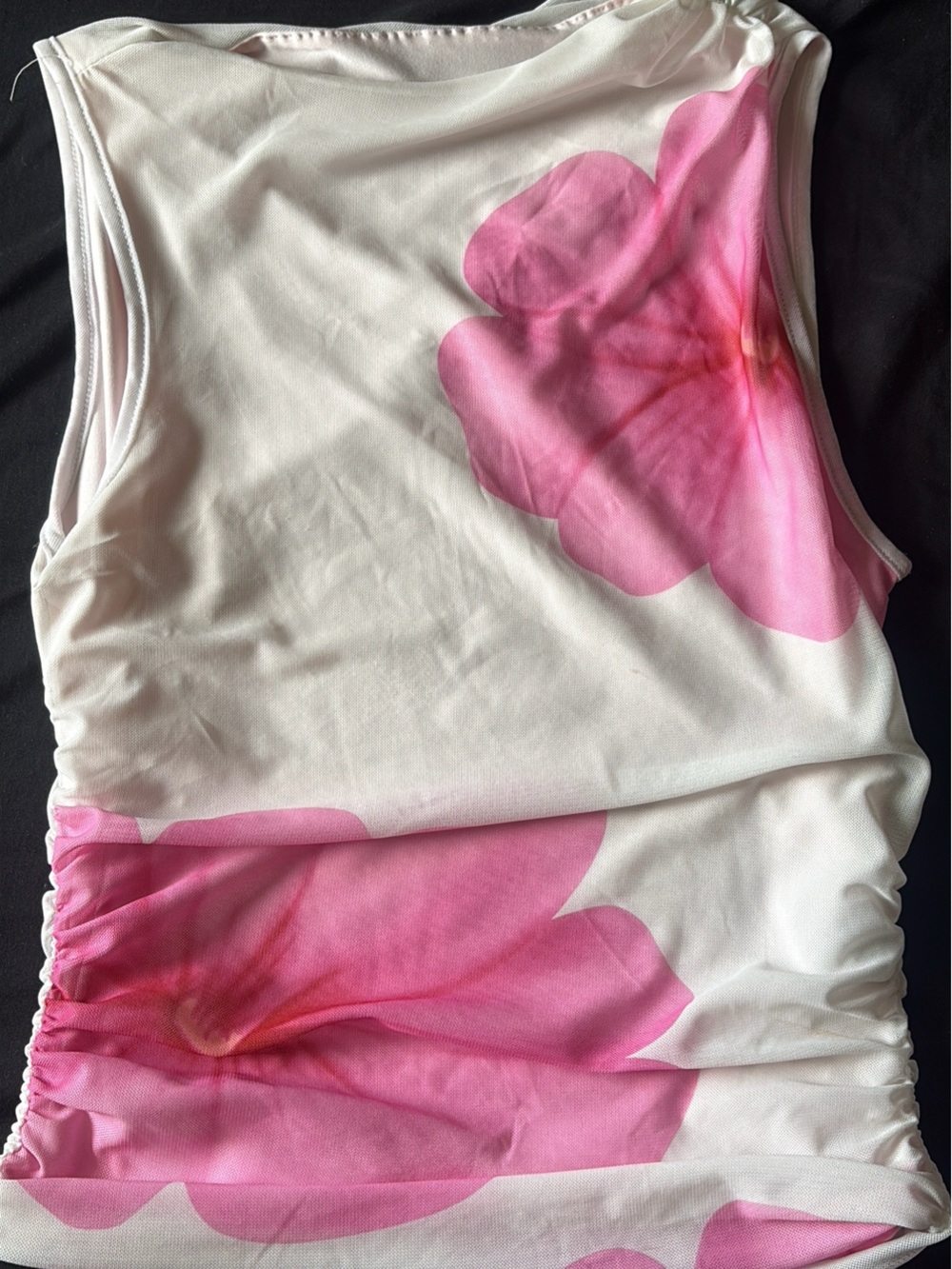 SHEIN White Tank Top with Pink Floral Print